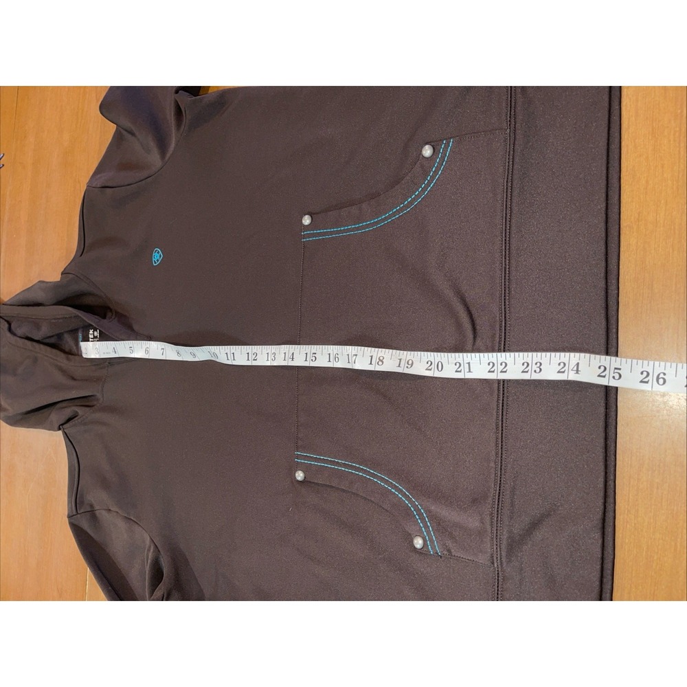 Ariat Tek Cold Series Pullover Hoodie Women XL Brown Inner Fleece Thumb Holes - Picture 4 of 8